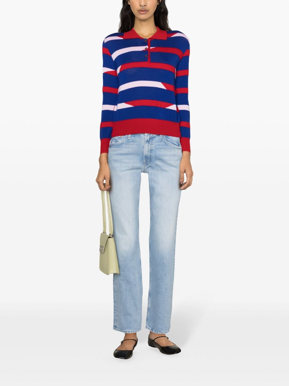 Mother Cotton Blend Washed Denim Jeans Clear Blue