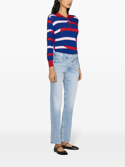 Mother Cotton Blend Washed Denim Jeans Clear Blue