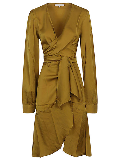 Silk95Five Ananda silk short dress GOLD
