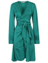 Silk95Five Short Silk Dress with Waist Knot Green