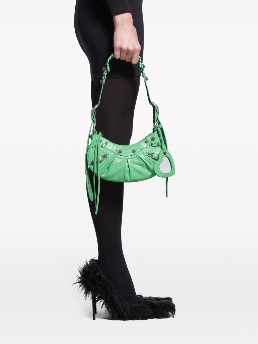 Balenciaga Le Cagole XS Shoulder Bag in Green Lambskin Green