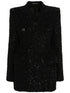 Balenciaga Hourglass tweed-texture padded-shoulder wool-blend blazer BLACK