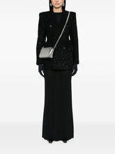 Balenciaga Hourglass tweed-texture padded-shoulder wool-blend blazer BLACK