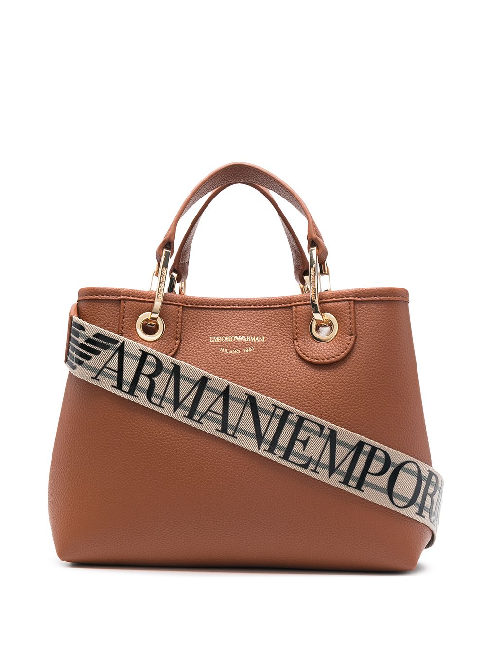 EMPORIO ARMANI Leather CAPSULE Tote Bags Brown