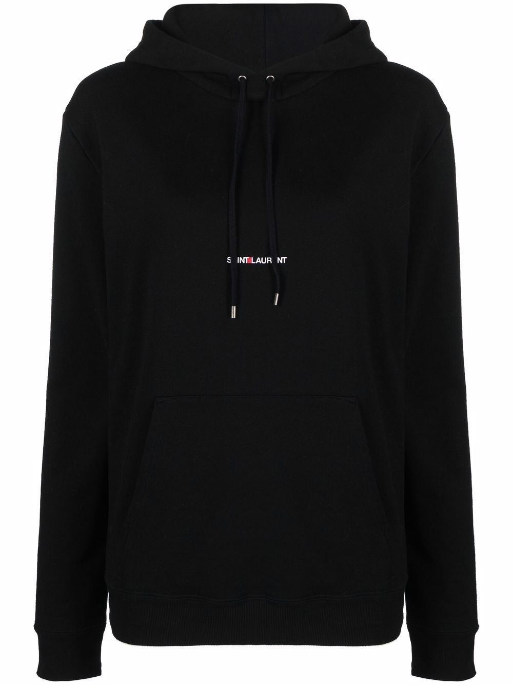 Saint Laurent Logo-Print Organic Cotton Hoodie Black