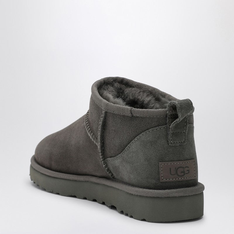 Ugg Classic Ultra Mini Grey Suede Ankle Boots Grey