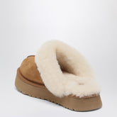 Ugg Disquette Suede Shearling Platform Slippers Brown