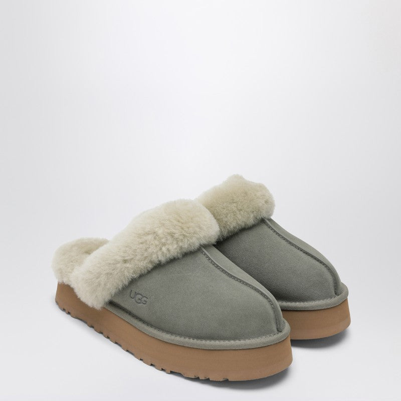 Ugg Disquette Moss Green Suede Shearling Slip-Ons Green
