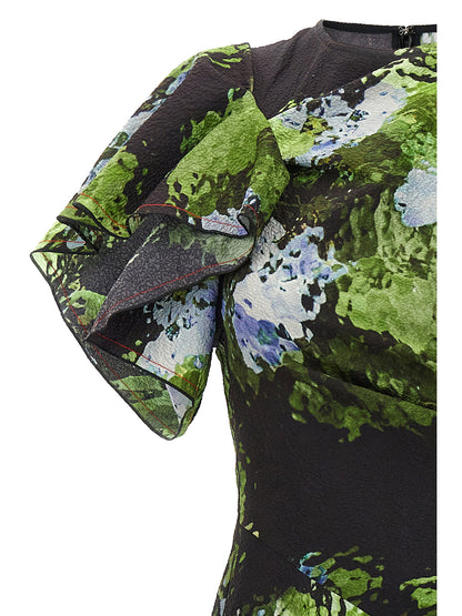 Victoria Beckham Floral Printed Dress Multicolor