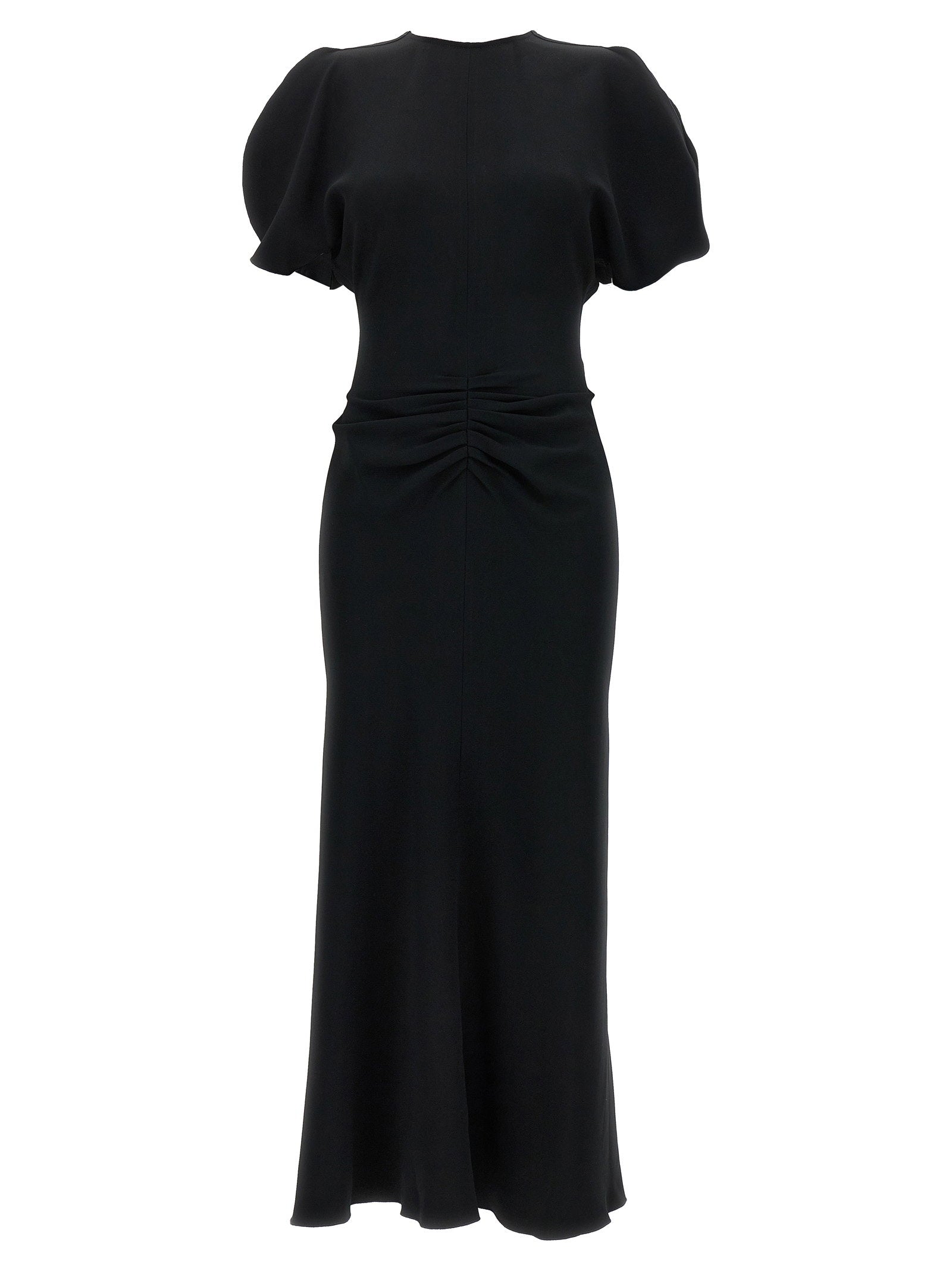 Victoria Beckham Gathered Waist Midi Dress Black