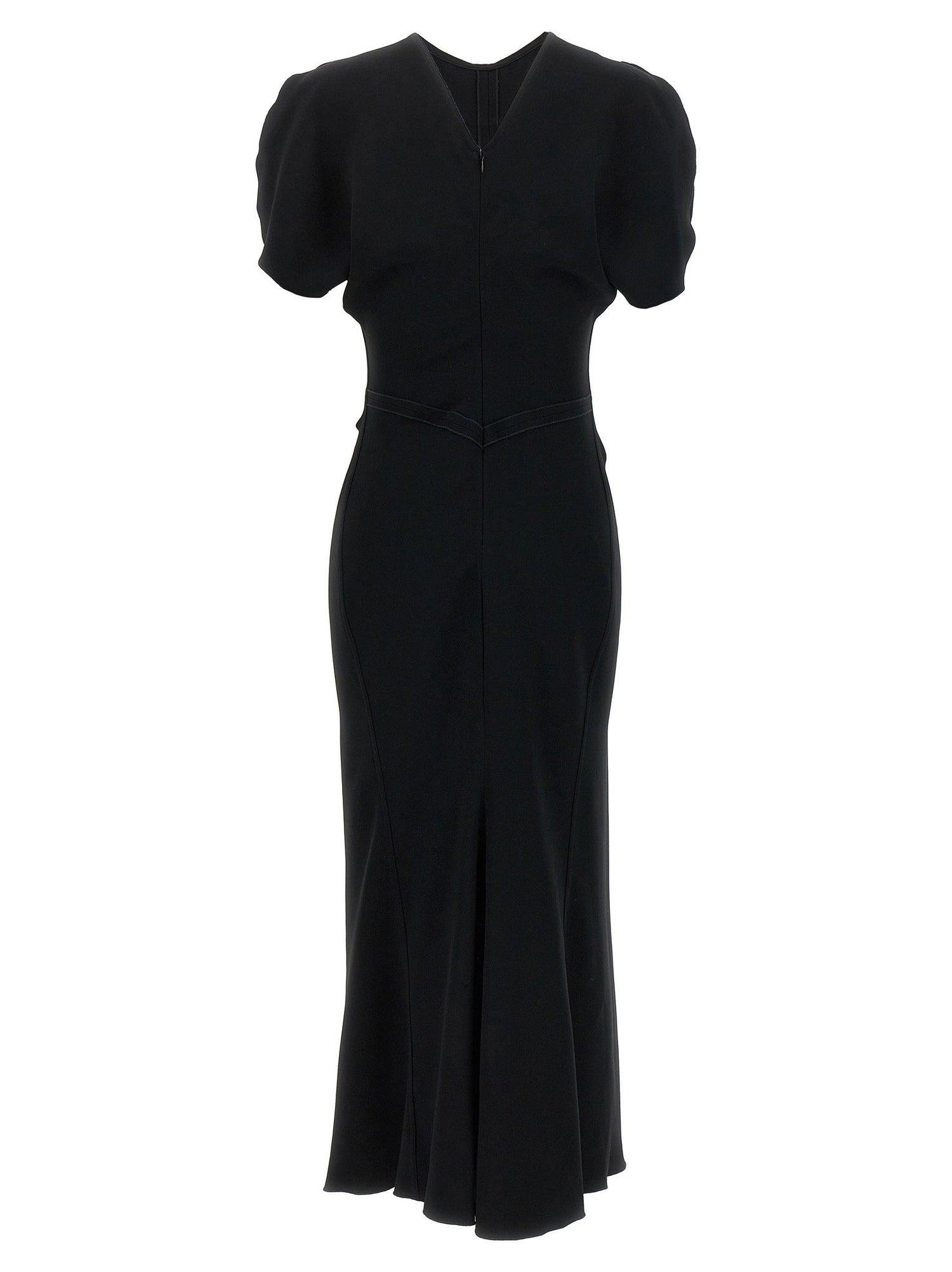 Victoria Beckham Gathered Waist Midi Dress Black