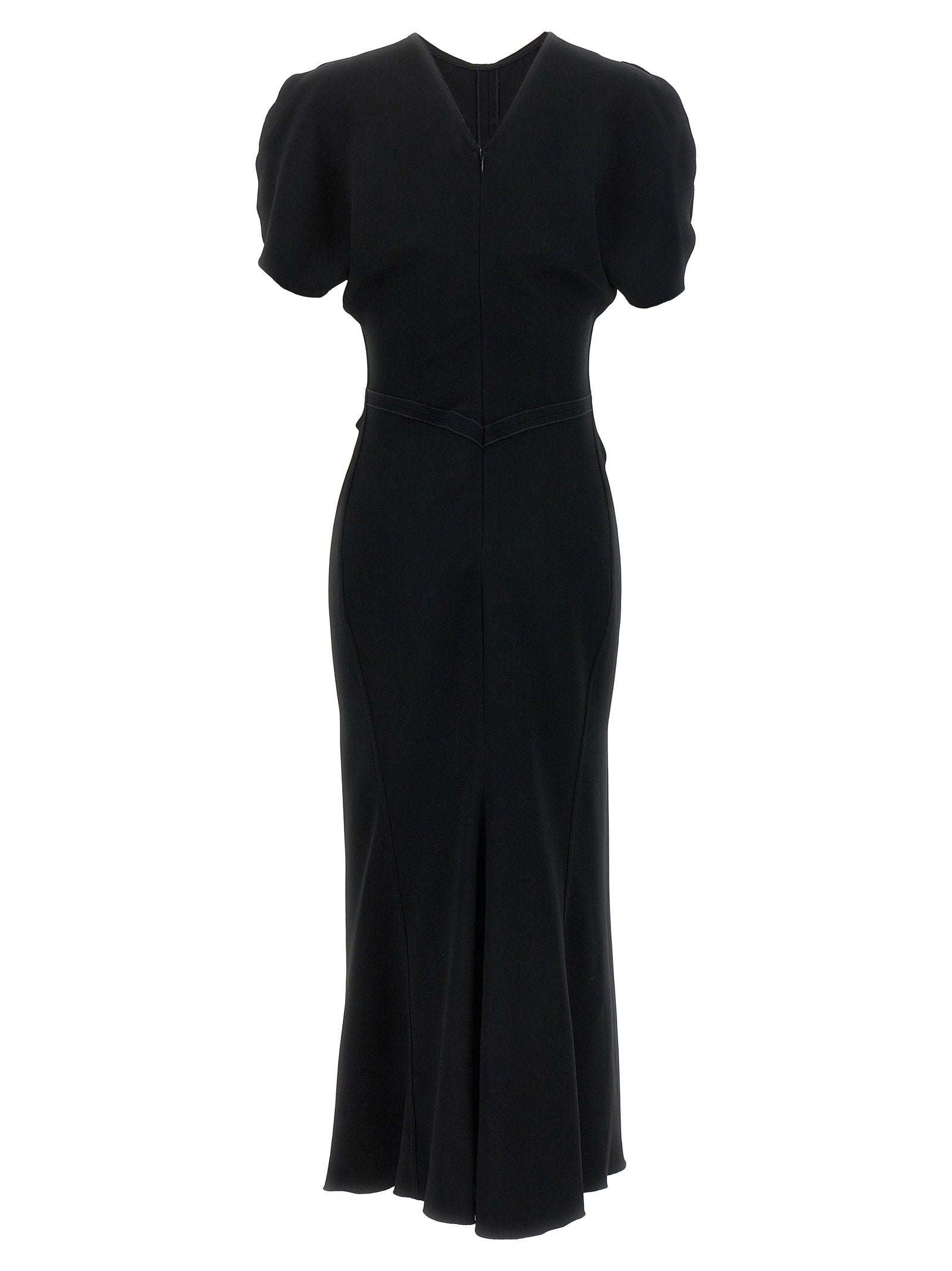 Victoria Beckham Gathered Waist Midi Dress Black