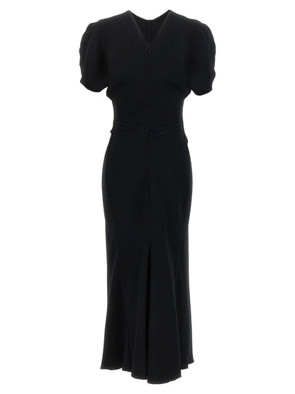 Victoria Beckham Gathered Waist Midi Dress Black