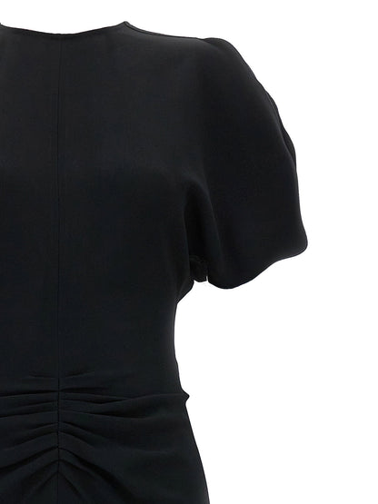 Victoria Beckham Gathered Waist Midi Dress Black