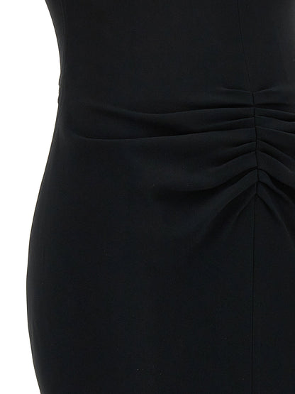 Victoria Beckham Gathered Waist Midi Dress Black