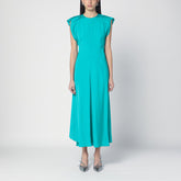 Victoria Beckham Peacock Light Blue Midi Dress with Hooded Sleeves Light blue