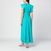 Victoria Beckham Peacock Light Blue Midi Dress with Hooded Sleeves Light blue