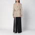 Victoria Beckham Belted Wool Jacket with Peaked Lapels Beige Brown