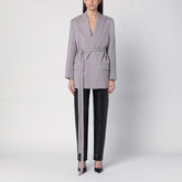 Victoria Beckham Light Grey Wool Belted Jacket grey