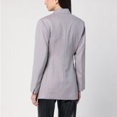Victoria Beckham Light Grey Wool Belted Jacket grey