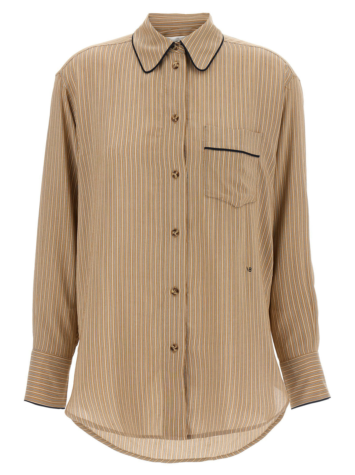 Victoria Beckham Piping Detail Pyjama Shirt Brown