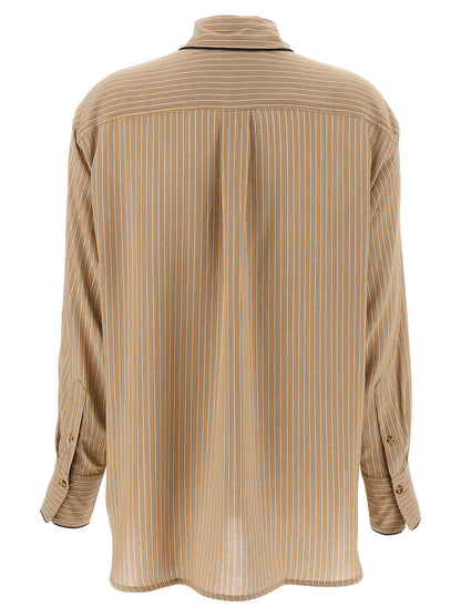 Victoria Beckham Piping Detail Pyjama Shirt Brown