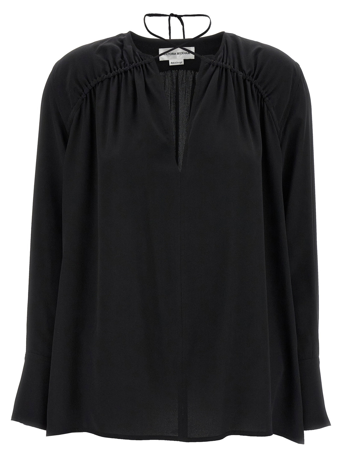 Victoria Beckham Gather Detail Tie Blouse Black