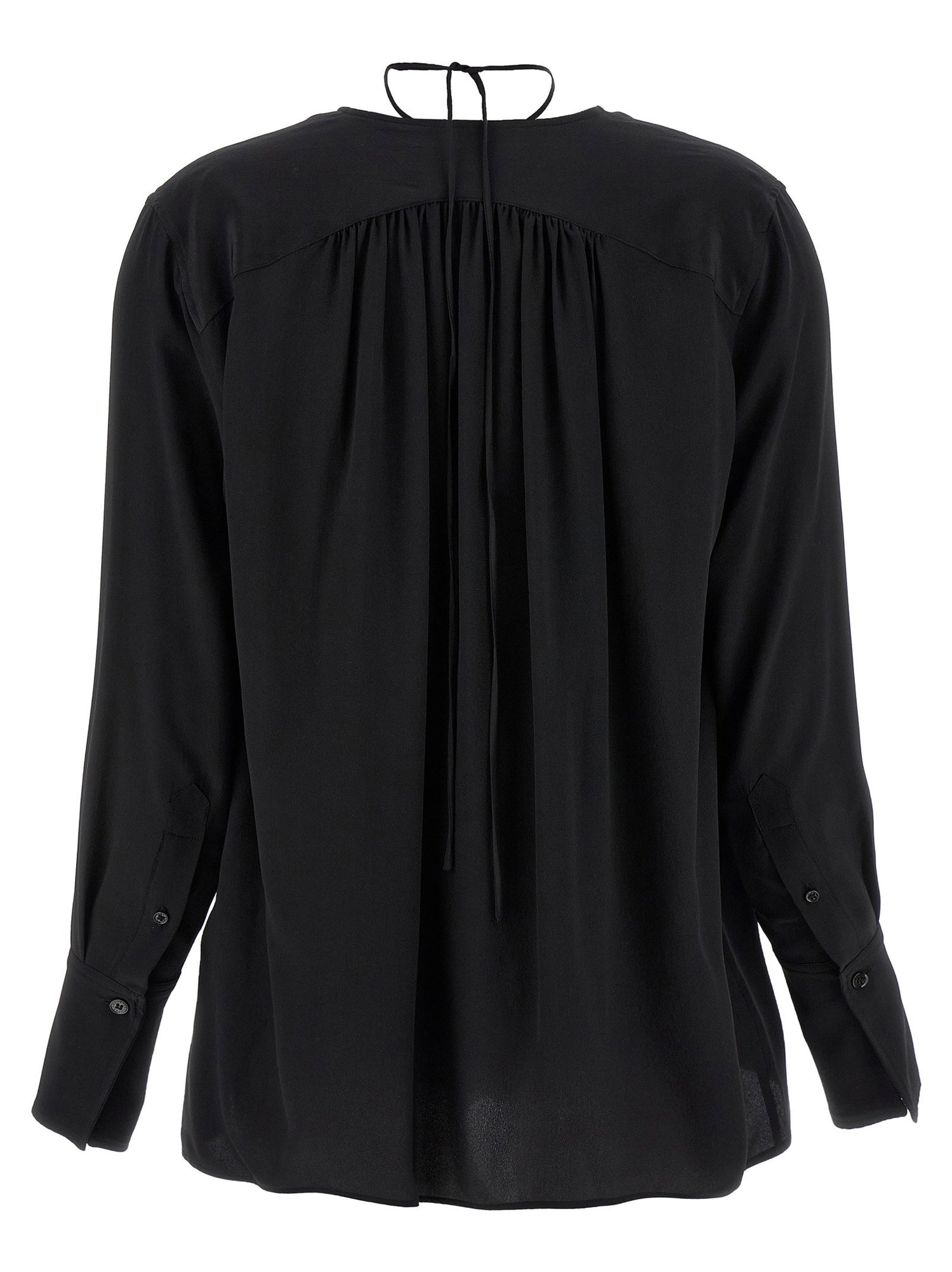 Victoria Beckham Gather Detail Tie Blouse Black