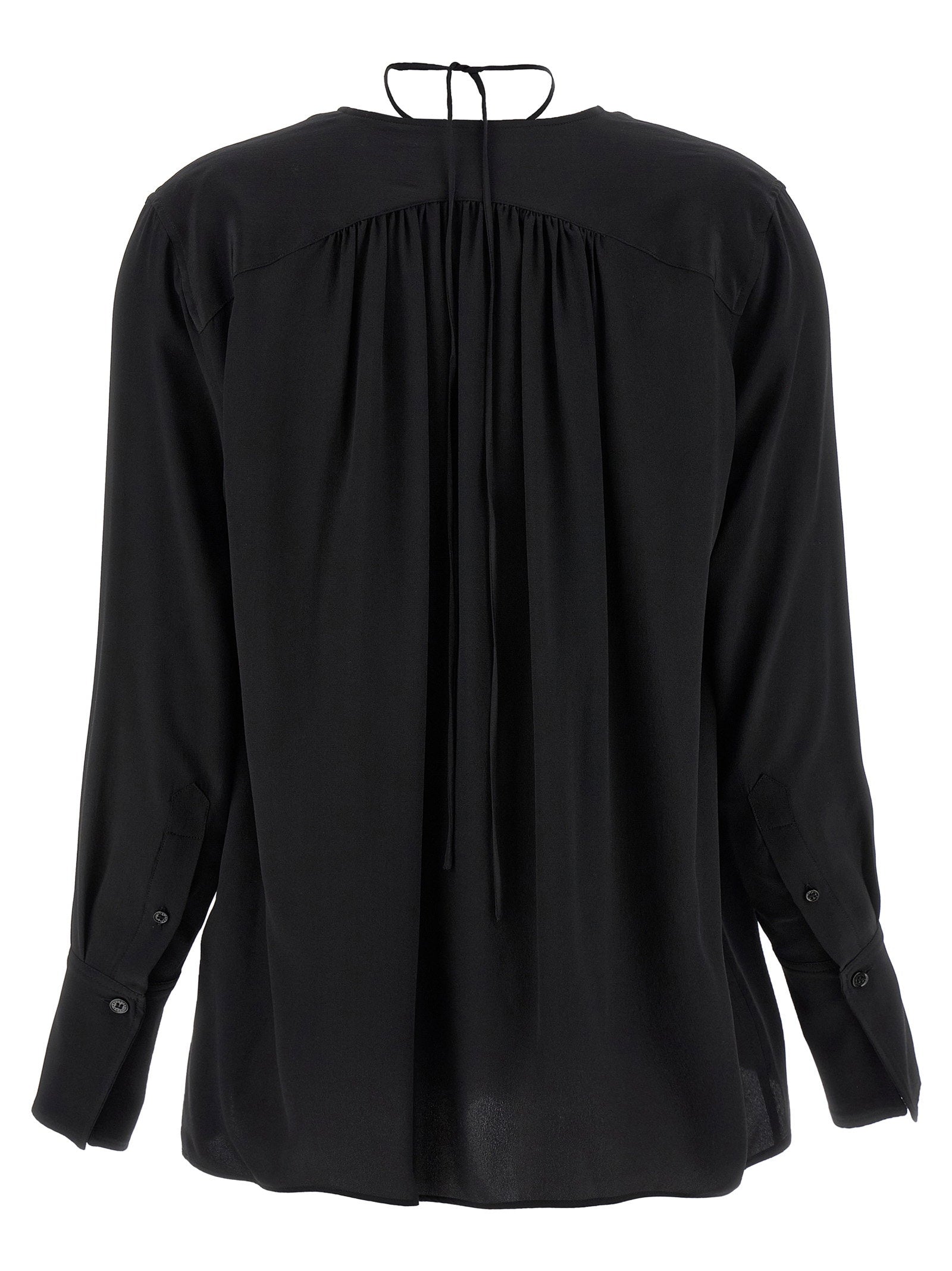 Victoria Beckham Gather Detail Tie Blouse Black