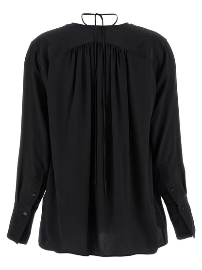 Victoria Beckham Gather Detail Tie Blouse Black