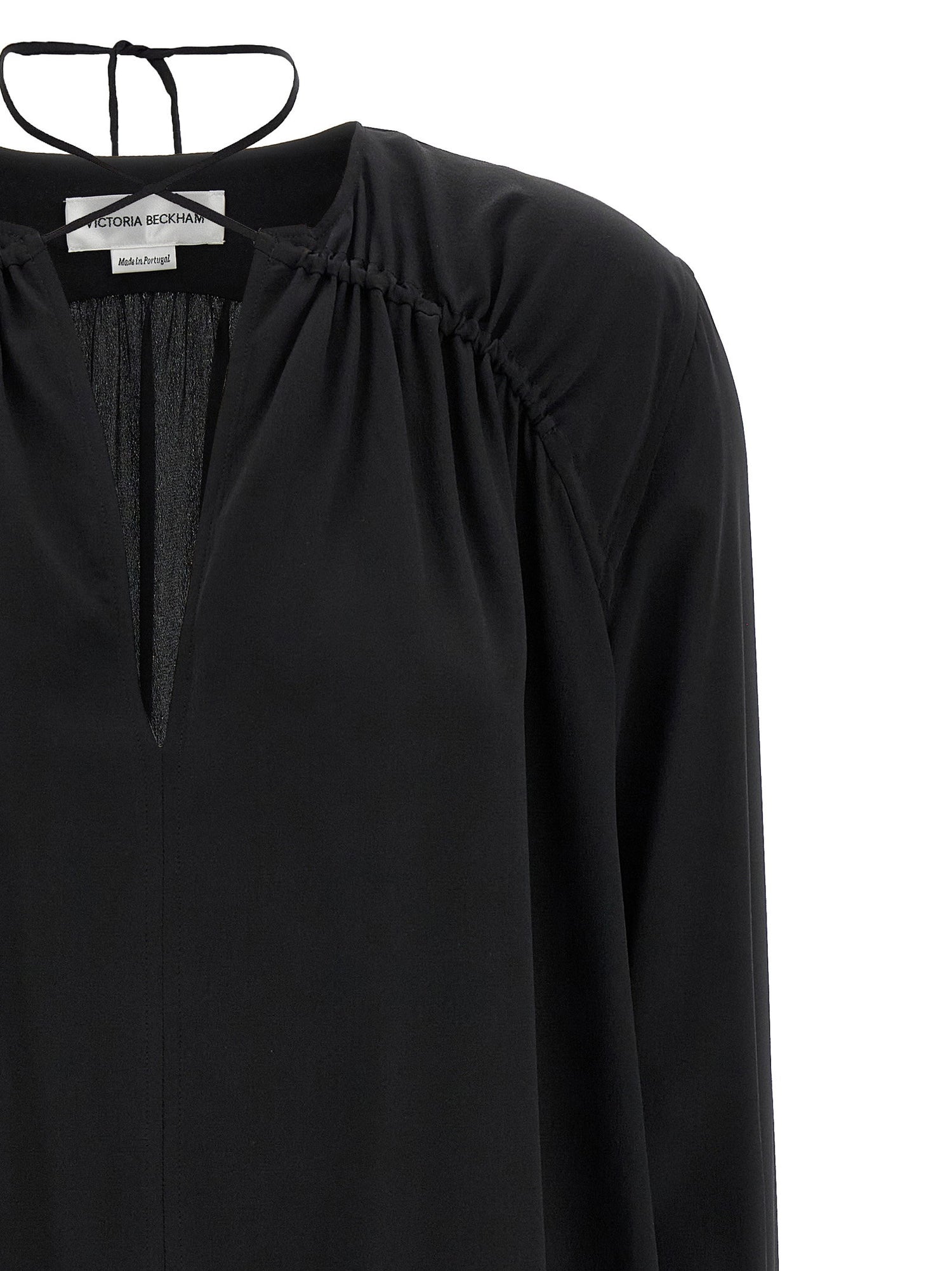 Victoria Beckham Gather Detail Tie Blouse Black