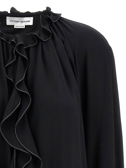 Victoria Beckham Ruffle Blouse Black