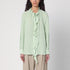Victoria Beckham Light Green Silk Ruffled Shirt with Curved Hem Green
