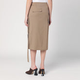 Victoria Beckham Sand Pinstriped Virgin Wool Wrap Skirt Beige