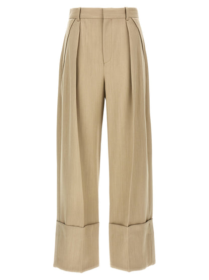 Victoria Beckham Maxi Turn-up Pants Beige