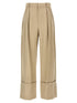 Victoria Beckham Maxi Turn-up Pants Beige