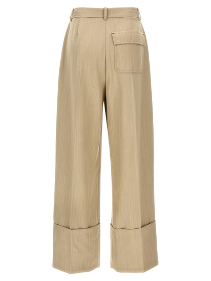 Victoria Beckham Maxi Turn-up Pants Beige