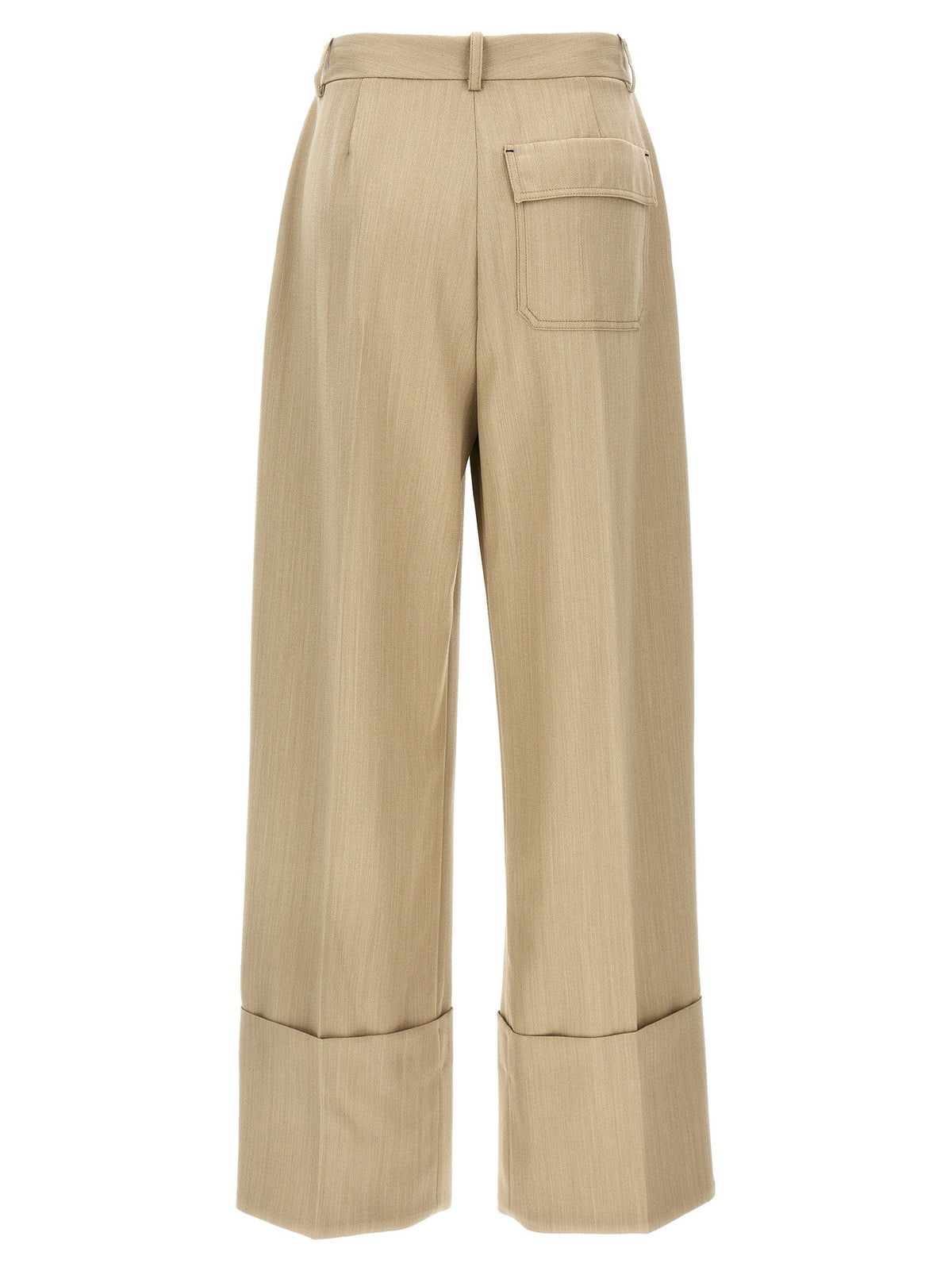 Victoria Beckham Maxi Turn-up Pants Beige