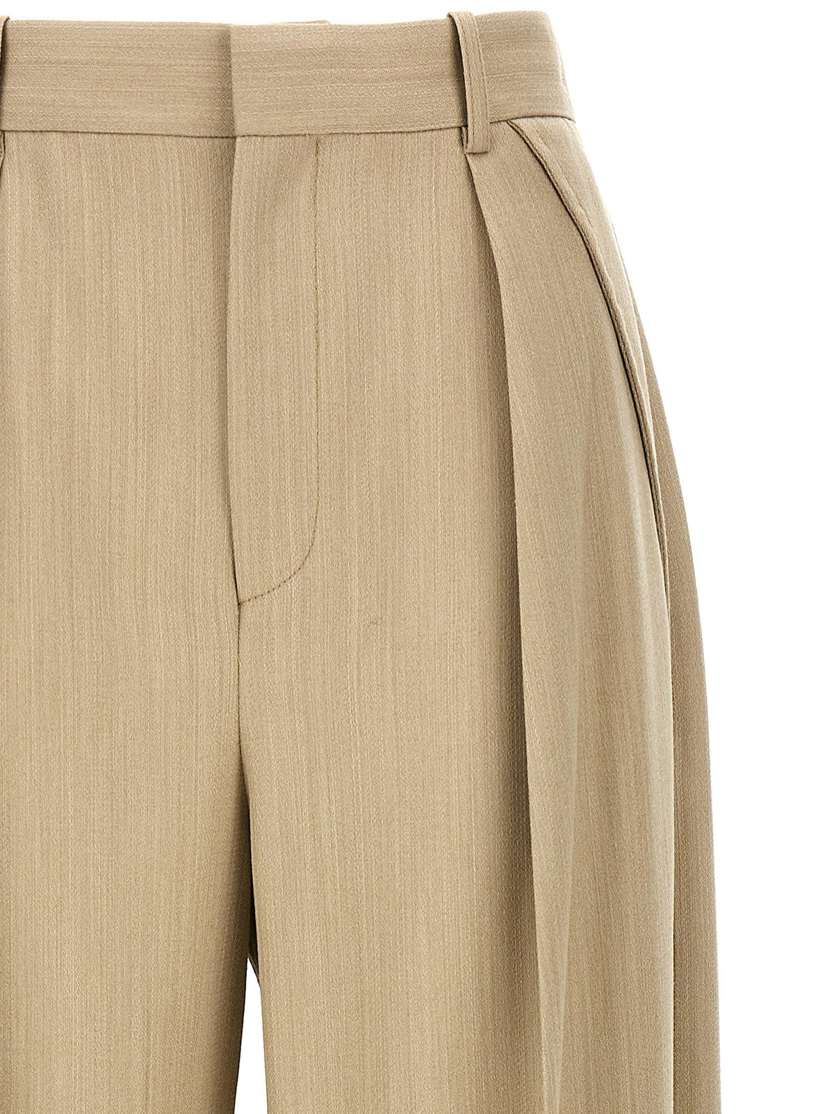 Victoria Beckham Maxi Turn-up Pants Beige