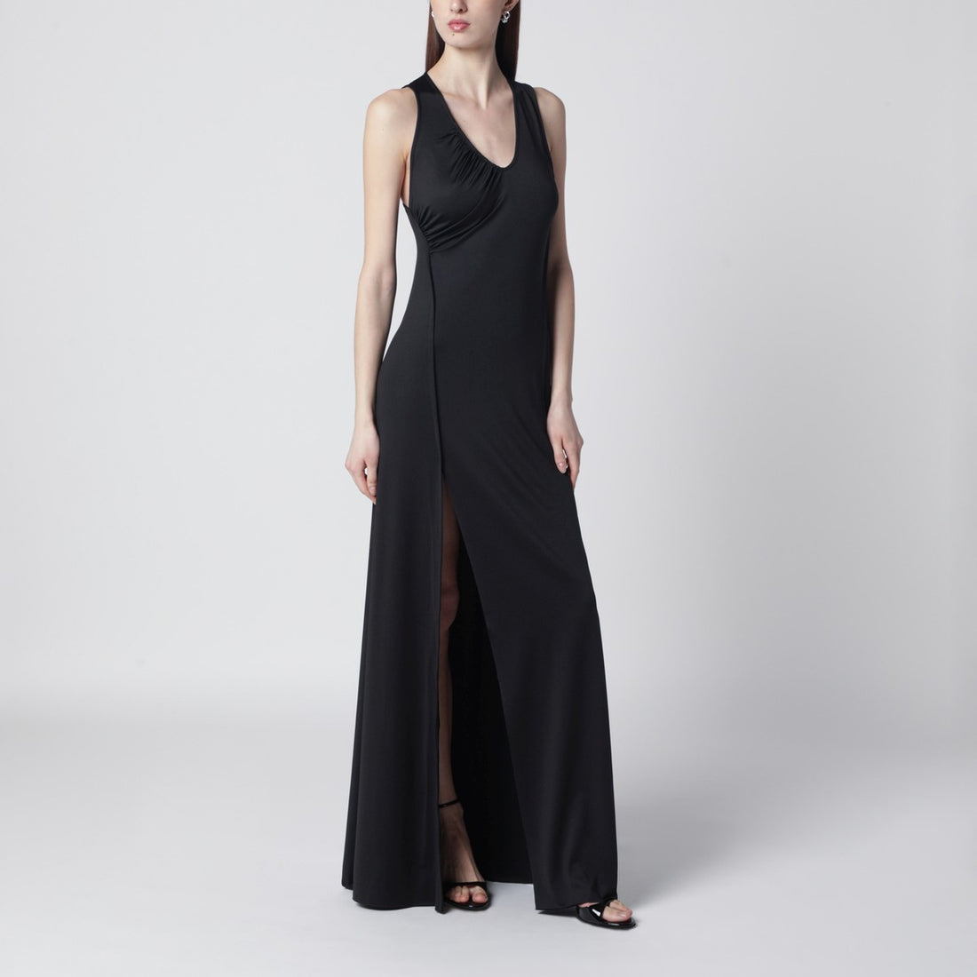 Victoria Beckham Long Jersey Dress With Slit Black