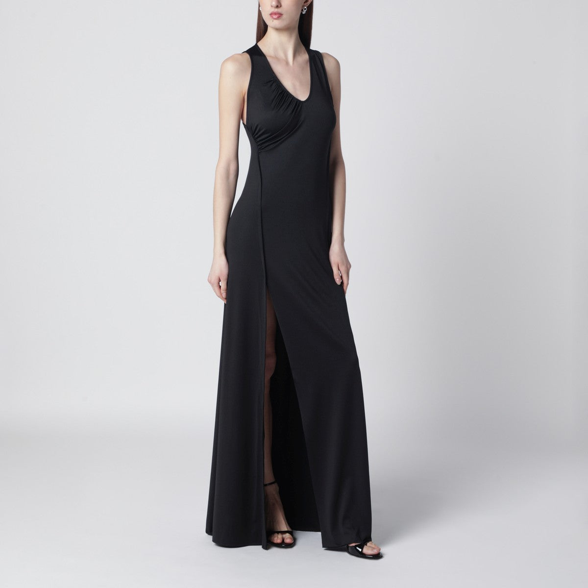 Victoria Beckham Long Jersey Dress With Slit Black
