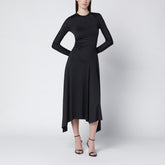 Victoria Beckham Black Asymmetric Ruched Jersey Midi Dress Black