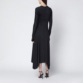 Victoria Beckham Black Asymmetric Ruched Jersey Midi Dress Black