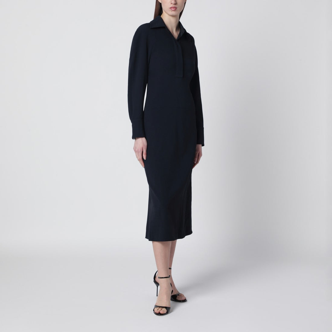 Victoria Beckham Midi Shirt Dress Navy Blue