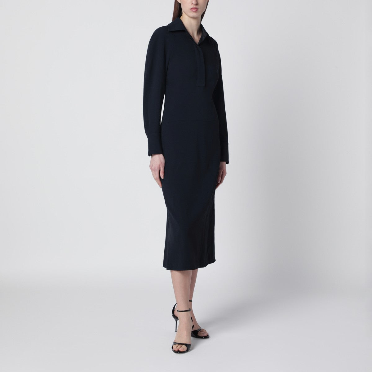 Victoria Beckham Midi Shirt Dress Navy Blue
