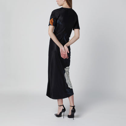 Victoria Beckham Eve Floral Satin Midi Dress Blue