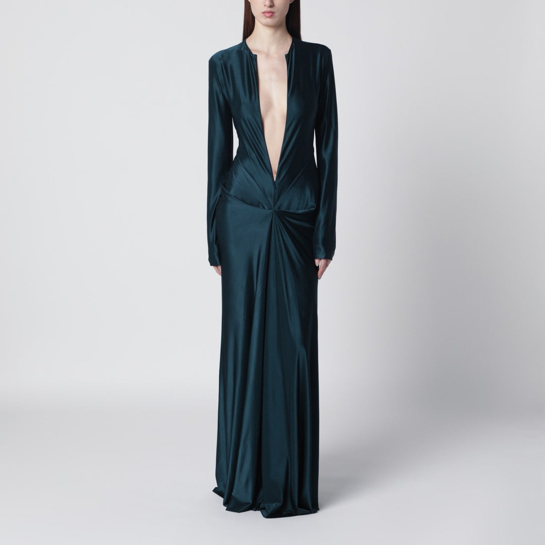 Victoria Beckham Twist Stretch Jersey Dress Blue