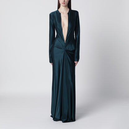Victoria Beckham Twist Stretch Jersey Dress Blue