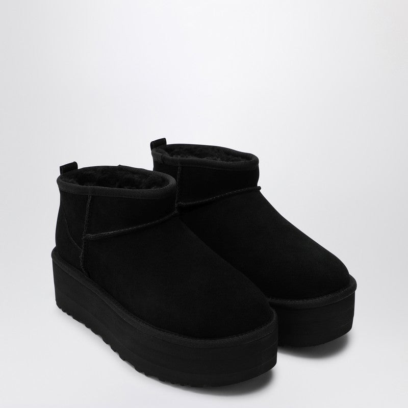 Ugg Classic Ultra Mini Platform Black Ankle Boots Black