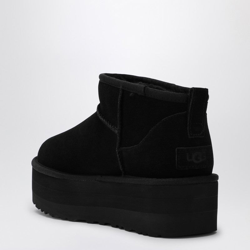 Ugg Classic Ultra Mini Platform Black Ankle Boots Black